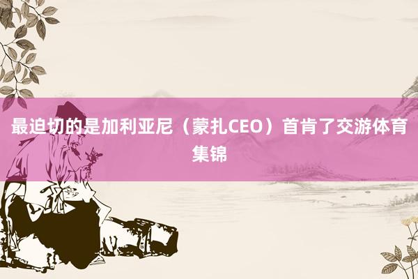 最迫切的是加利亚尼(蒙扎CEO)首肯了交游体育集锦