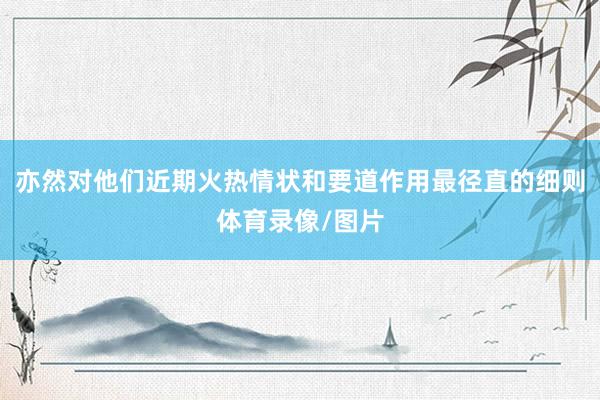 亦然对他们近期火热情状和要道作用最径直的细则体育录像/图片