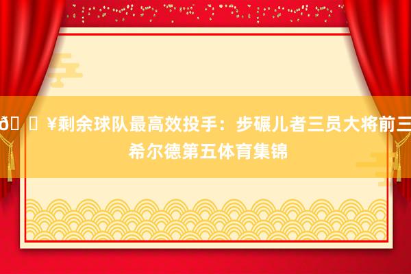 🔥剩余球队最高效投手：步碾儿者三员大将前三 希尔德第五体育集锦
