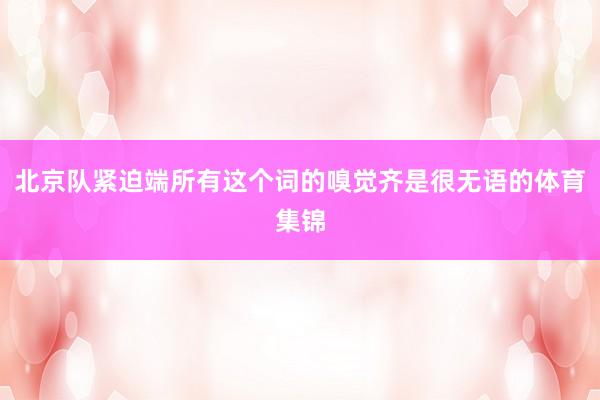 北京队紧迫端所有这个词的嗅觉齐是很无语的体育集锦