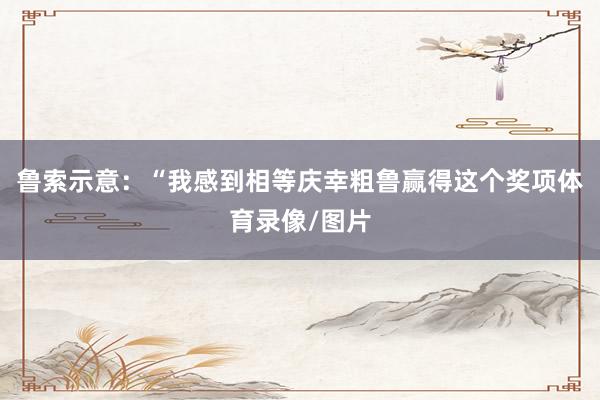 鲁索示意：“我感到相等庆幸粗鲁赢得这个奖项体育录像/图片
