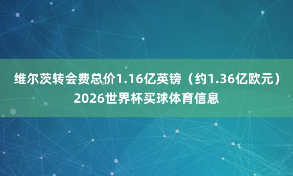 维尔茨转会费总价1.16亿英镑（约1.36亿欧元）2026世界杯买球体育信息