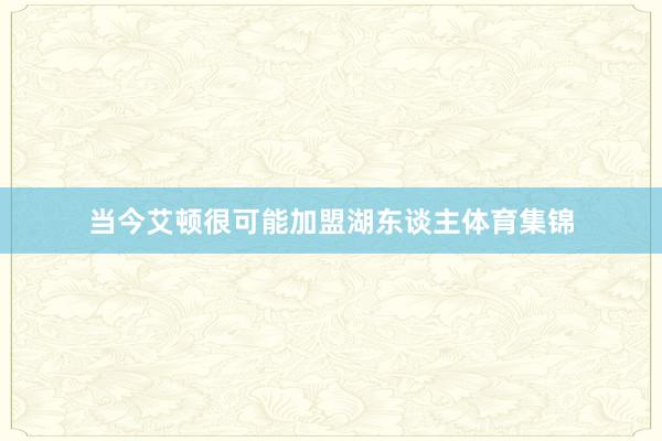 当今艾顿很可能加盟湖东谈主体育集锦