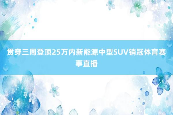 贯穿三周登顶25万内新能源中型SUV销冠体育赛事直播