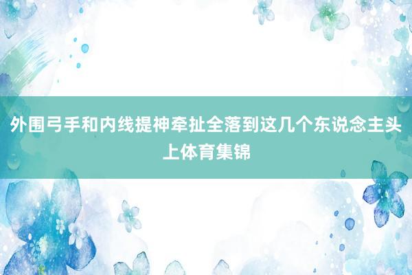 外围弓手和内线提神牵扯全落到这几个东说念主头上体育集锦