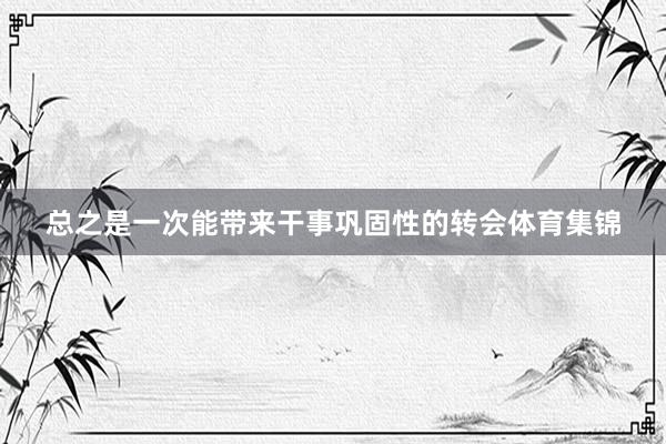 总之是一次能带来干事巩固性的转会体育集锦