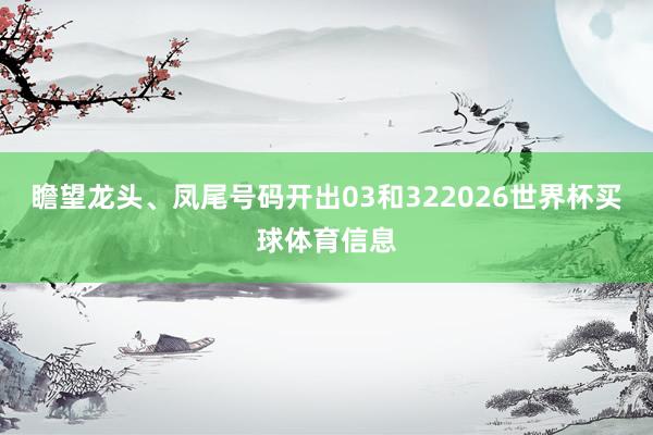 瞻望龙头、凤尾号码开出03和322026世界杯买球体育信息