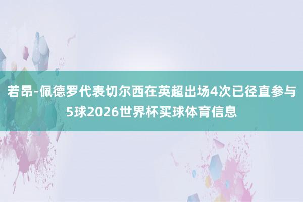 若昂-佩德罗代表切尔西在英超出场4次已径直参与5球2026世界杯买球体育信息