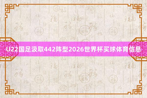 U22国足汲取442阵型2026世界杯买球体育信息