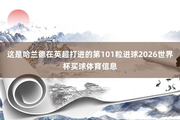 这是哈兰德在英超打进的第101粒进球2026世界杯买球体育信息