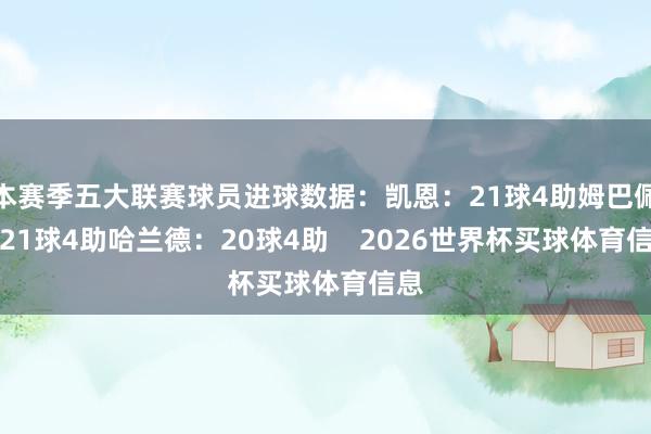 本赛季五大联赛球员进球数据:凯恩:21球4助姆巴佩:21球4助哈兰德:20球4助 2026世界杯买球体育信息