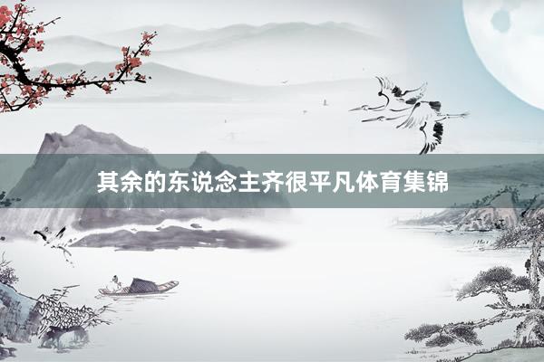 其余的东说念主齐很平凡体育集锦