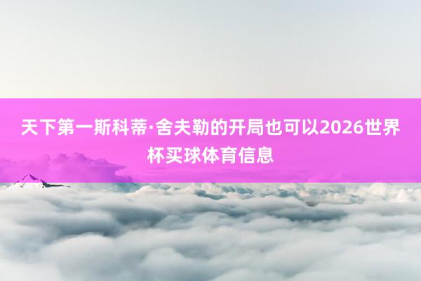 天下第一斯科蒂·舍夫勒的开局也可以2026世界杯买球体育信息