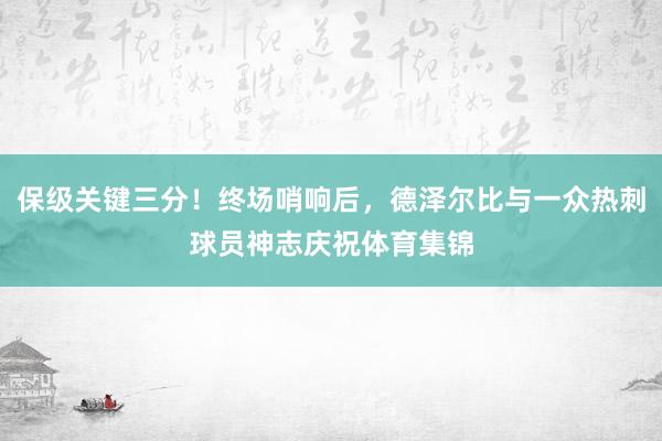保级关键三分！终场哨响后，德泽尔比与一众热刺球员神志庆祝体育集锦