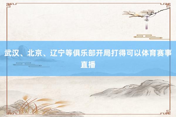 武汉、北京、辽宁等俱乐部开局打得可以体育赛事直播